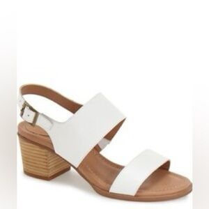 Caslon White Leather Two-Strap Slingback Block Heel Sandals